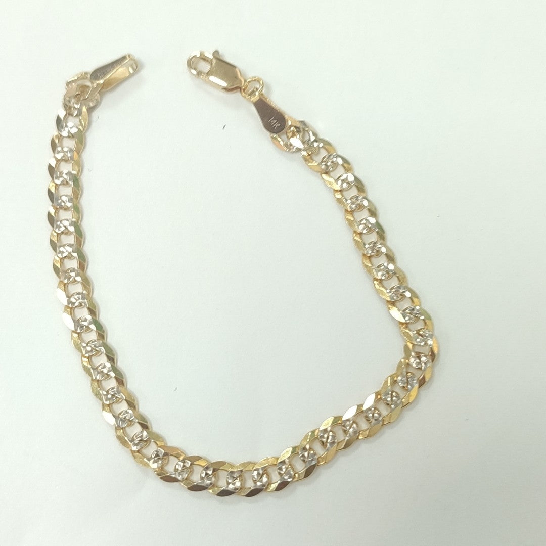 PULSERAS TEJIDO BARBADA DIAMANTADA ORO 14K 18 CM 6.5 GR (NUEVO)