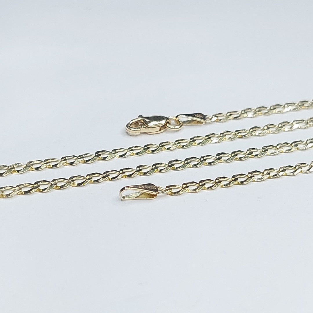 CADENAS TEJIDO BARBADA ORO 14K 60 CM 5.4 GR (NUEVO)
