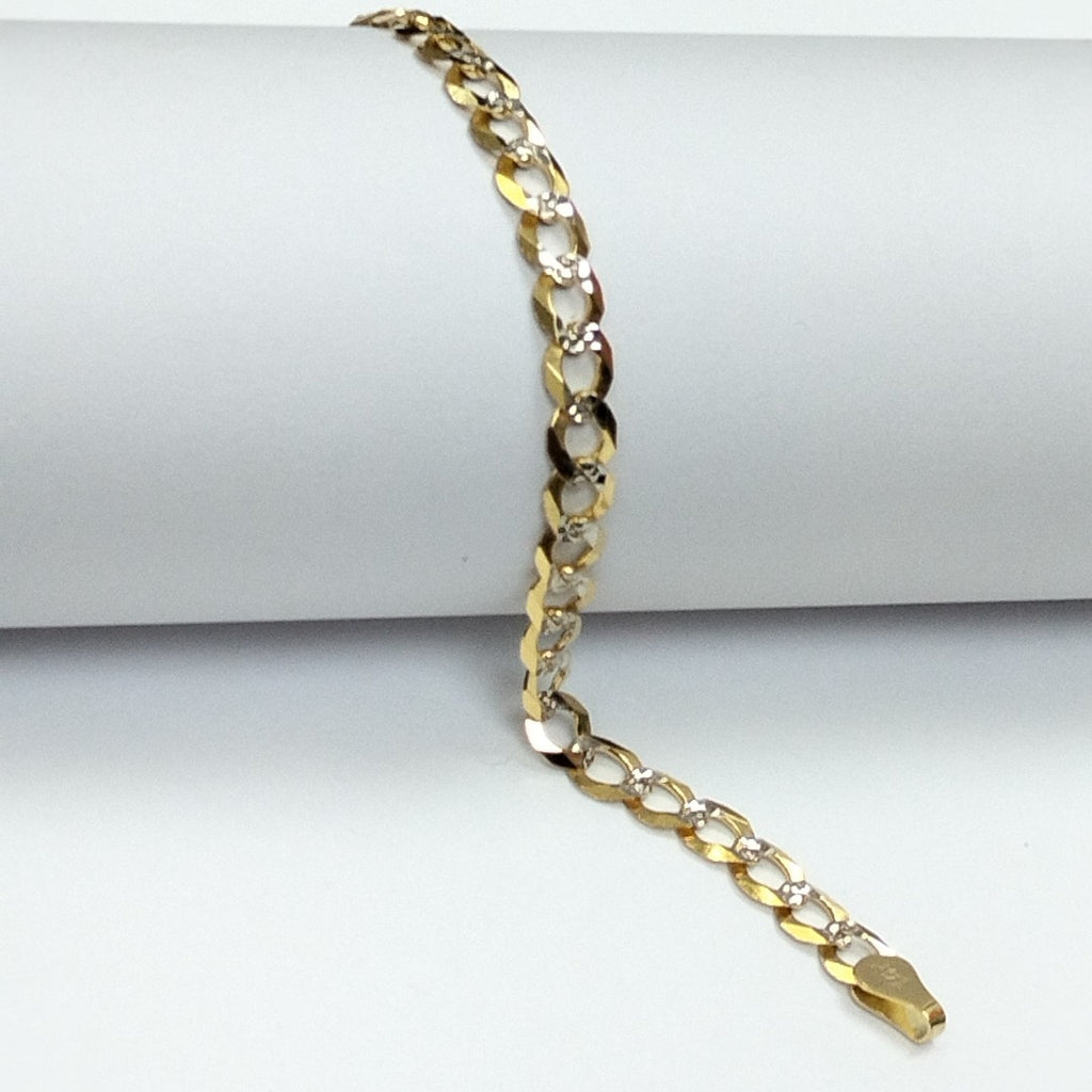 PULSERAS TEJIDO BARBADA DIAMANTADA ORO 14K 16 CM 5.3 GR (NUEVO)