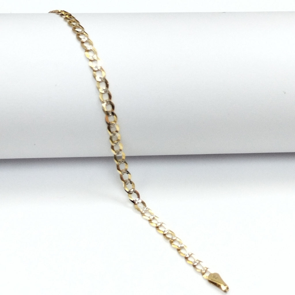 PULSERAS BARBADA DIAMANTADA ORO 14K 21 CM 3.6 GR (NUEVO)