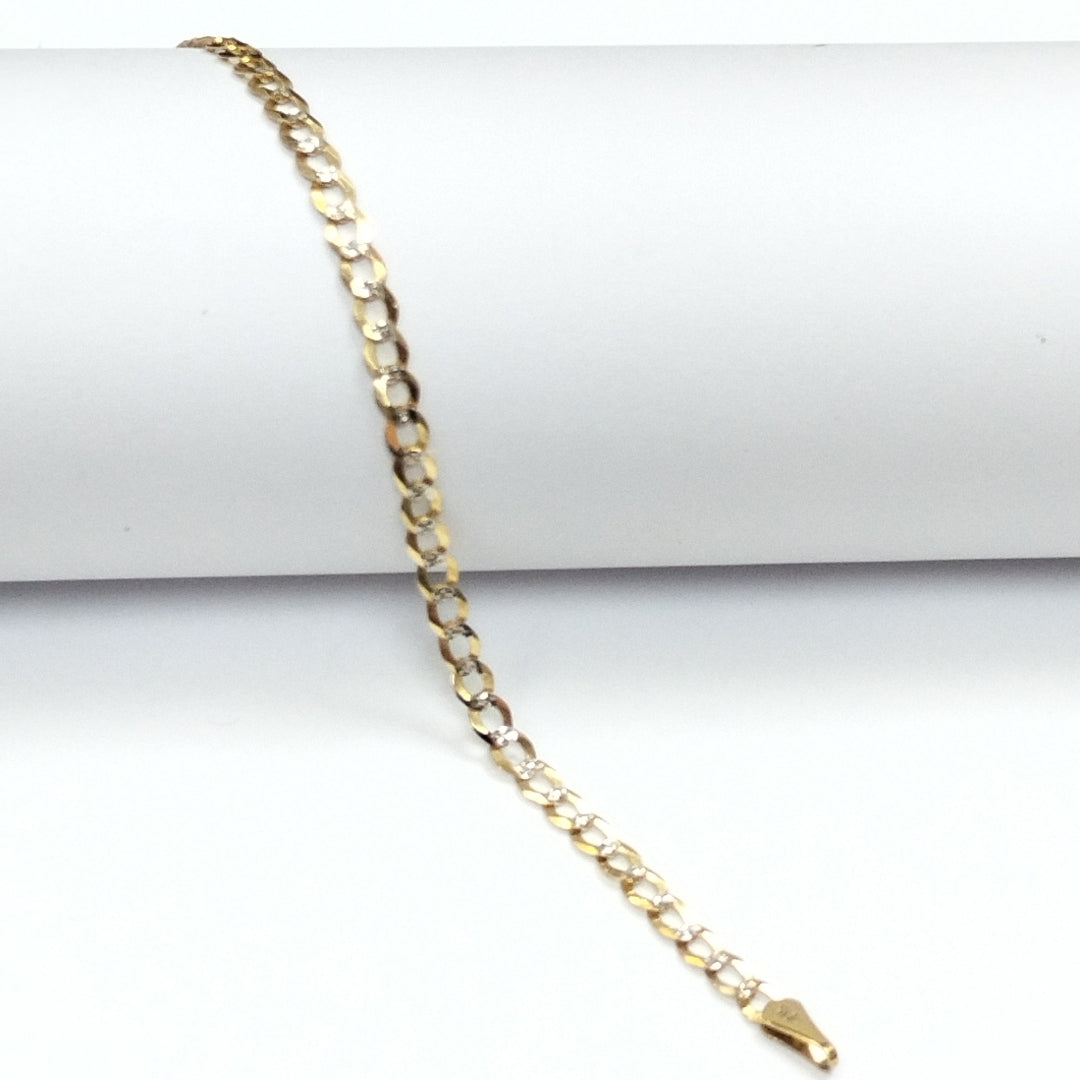 PULSERAS BARBADA DIAMANTADA ORO 14K 21 CM 3.6 GR (NUEVO)