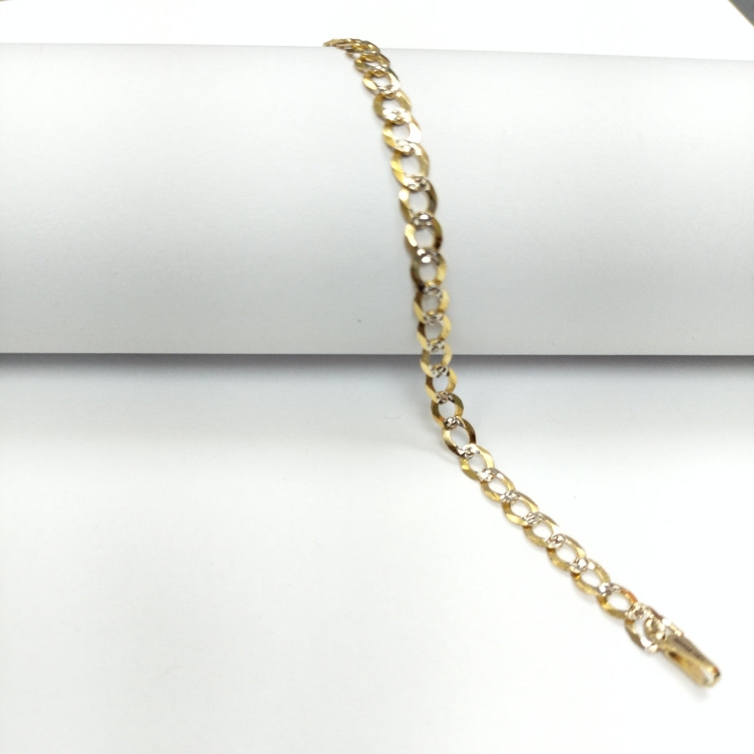 PULSERAS TEJIDO BARBADA DIAMANTADA ORO 14K 21 CM 4.8 GR (NUEVO)