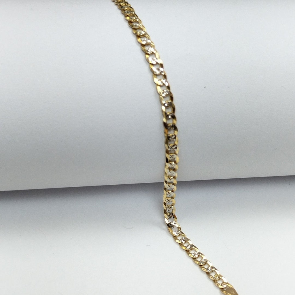 PULSERAS TEJIDO BARBADA DIAMANTADA ORO 14K 18 CM 3.1 GR (NUEVO)