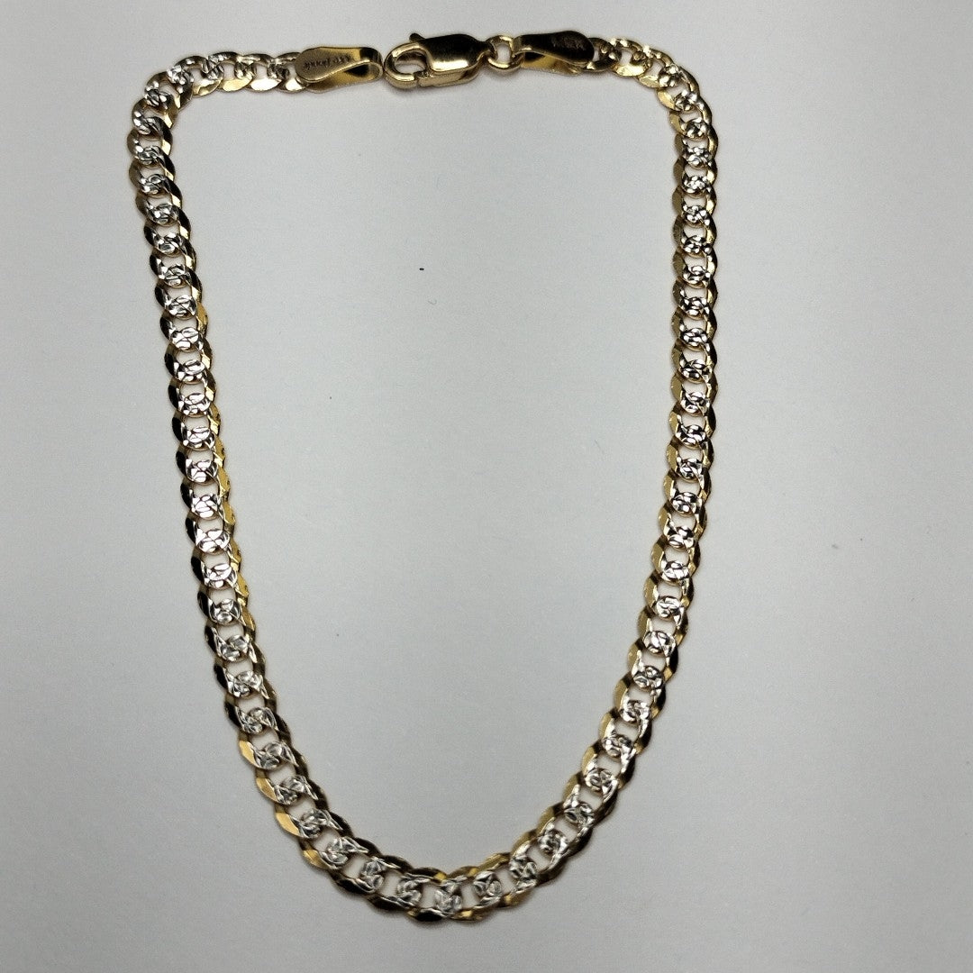 PULSERAS TEJIDO BARBADA DIAMANTADA ORO 14K 21 CM 5 GR (NUEVO)