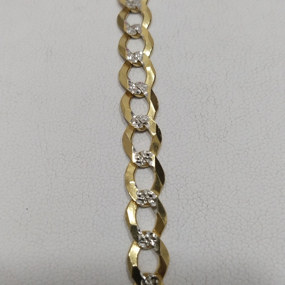 PULSERAS TEJIDO BARBADA DIAMANTADA ORO 14K 21 CM 10.4 GR (NUEVO)