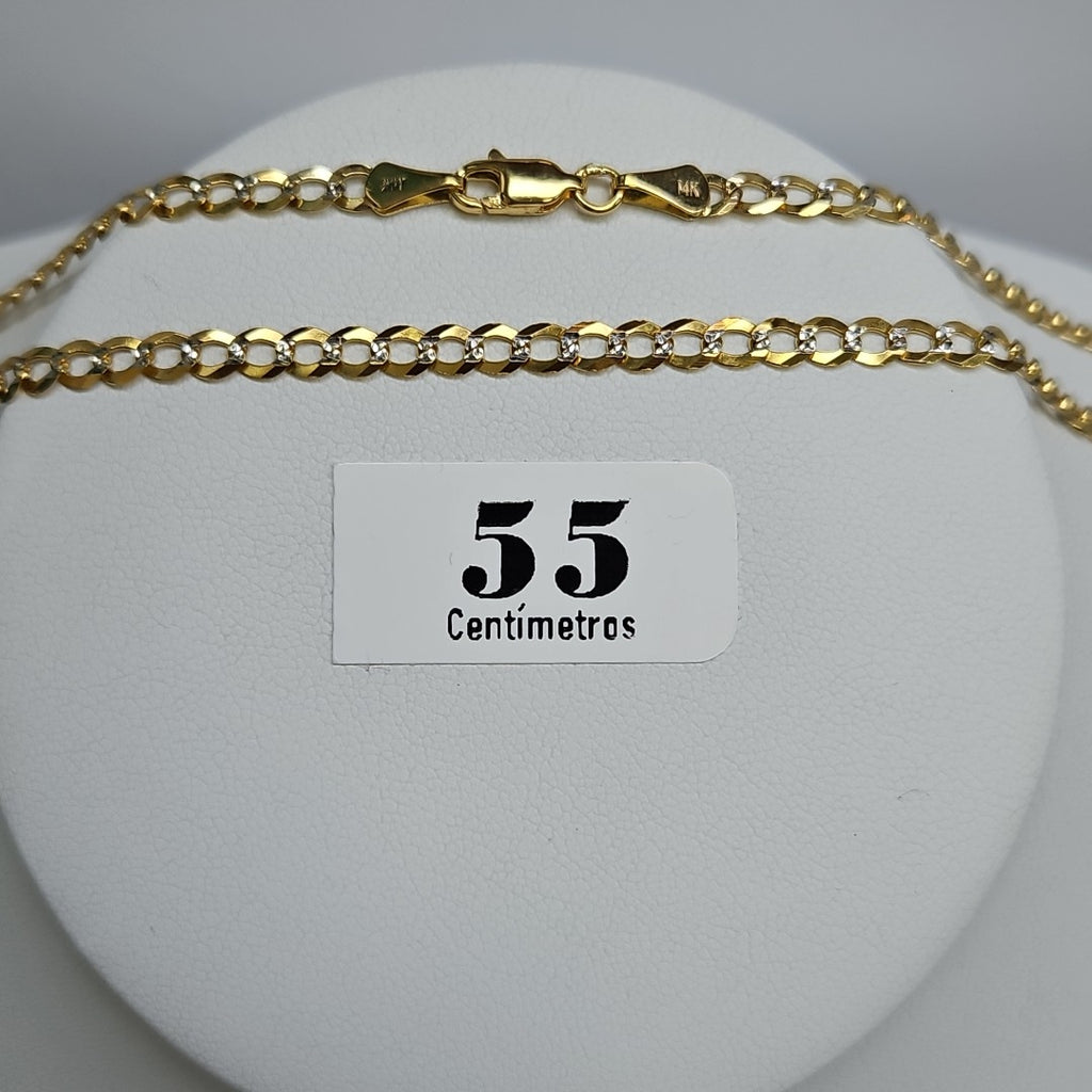 CADENAS BARBADA DIAMANTADA ORO 14K 55 CM 8.8 GR (NUEVO)