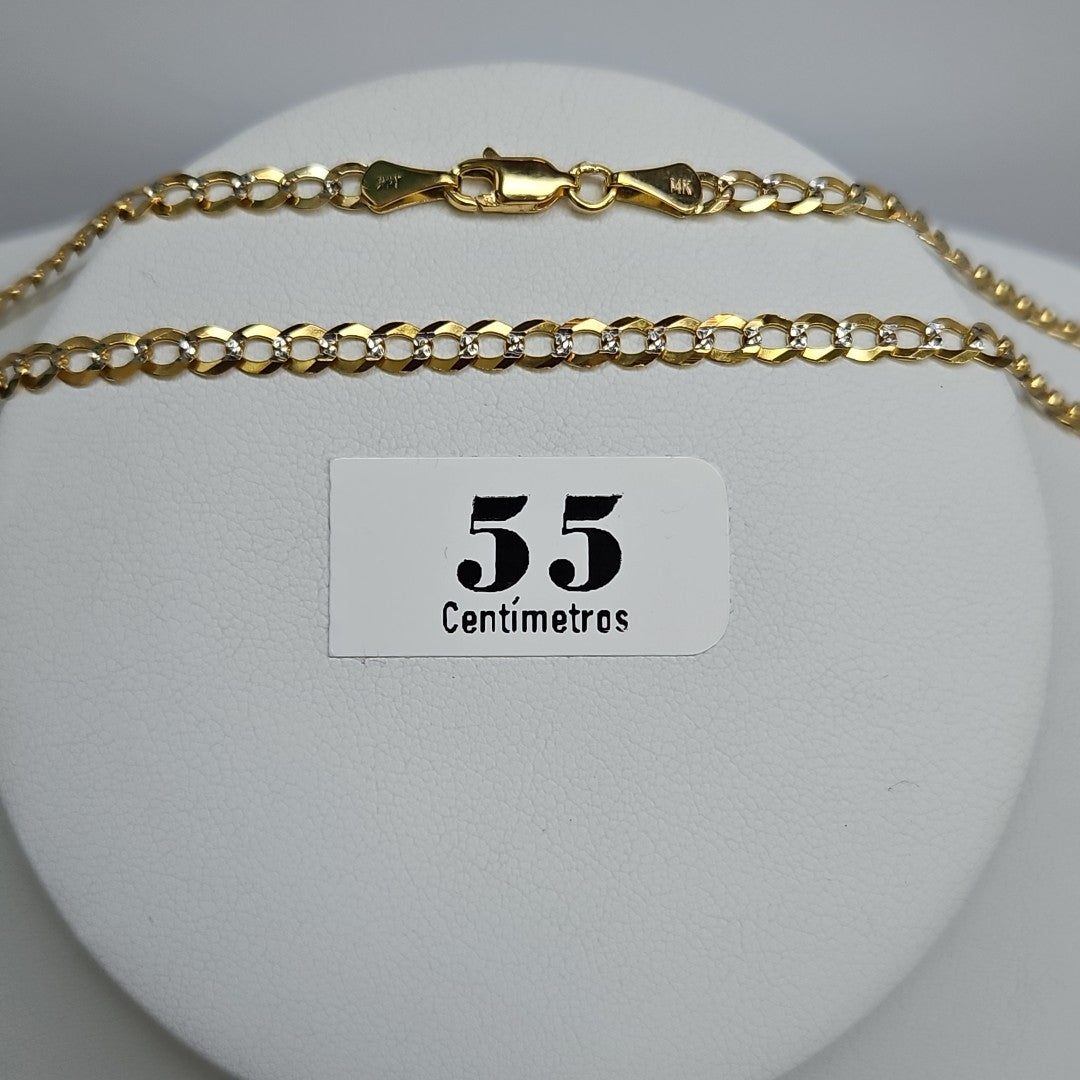 CADENAS BARBADA DIAMANTADA ORO 14K 55 CM 8.8 GR (NUEVO)