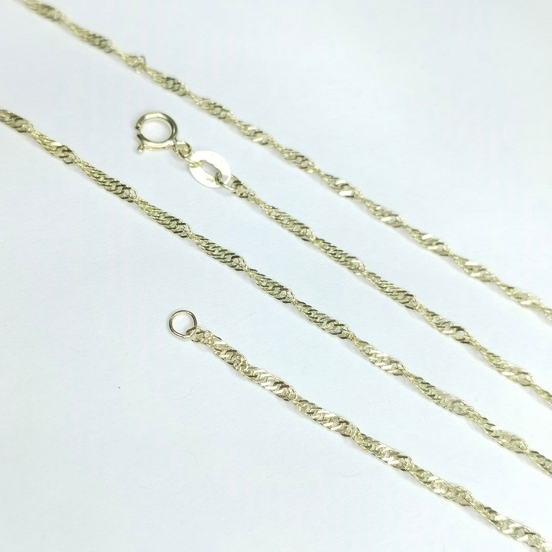 CADENAS TEJIDO MEDIO TORZAL ORO 10K 55 CM 2.5 GR (NUEVO)