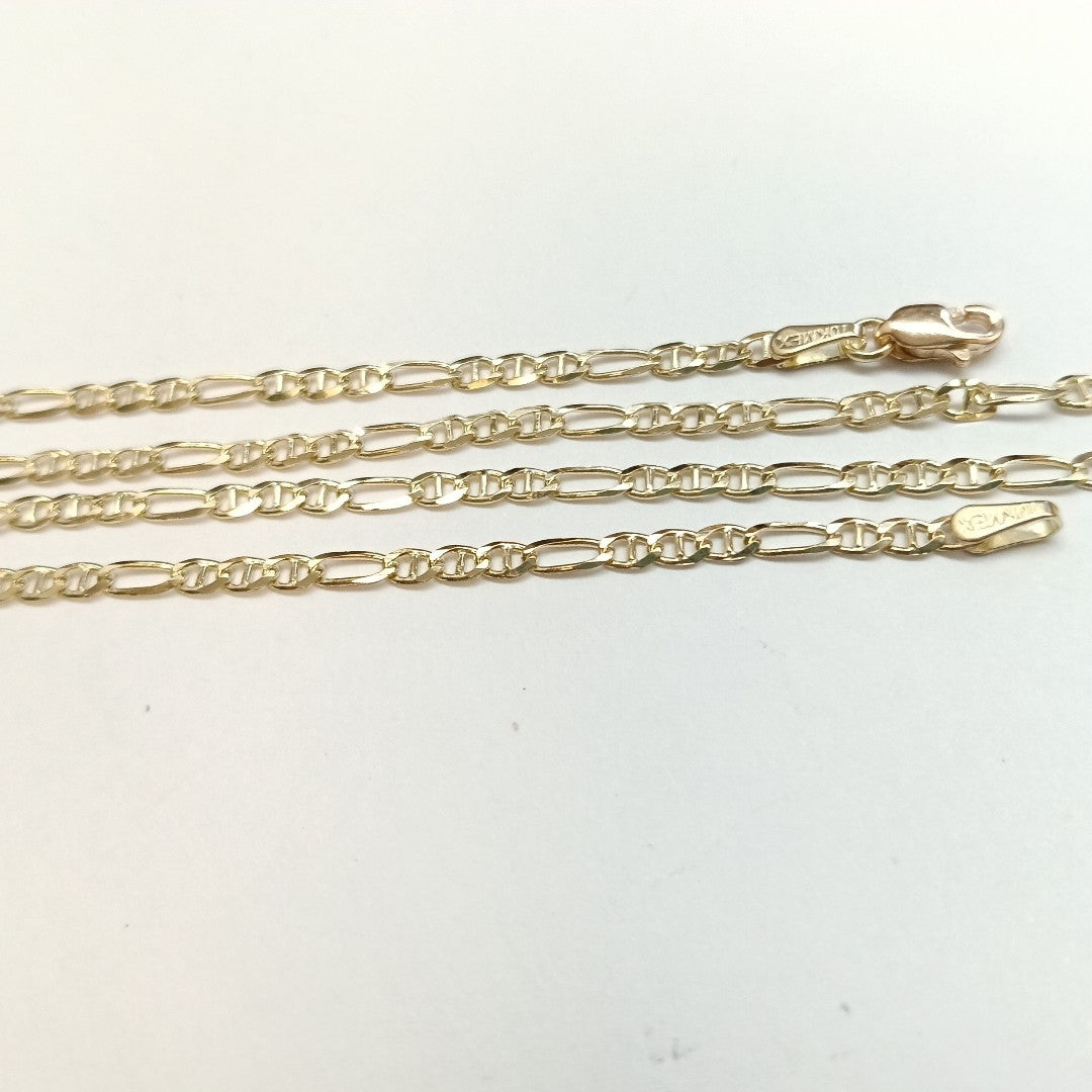 CADENAS TEJIDO FIGARO GUCHI ORO 10K 55 CM 5 GR (NUEVO)
