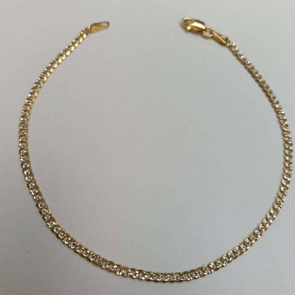 PULSERAS BARBADA DIAMANTADA ORO 14K 18 CM 2.4 GR (NUEVO)