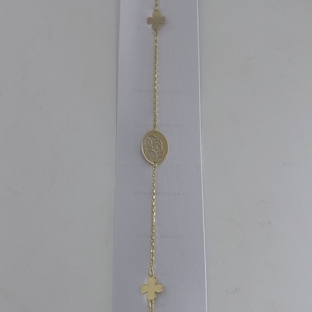 PULSERAS TEJIDO ESPECIAL C/DIJE ORO 10K 18 CM 0.8 GR (NUEVO)