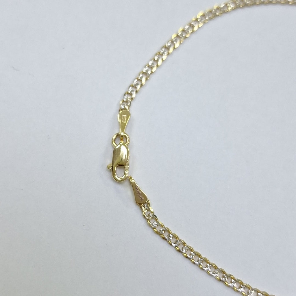 PULSERAS BARBADA DIAMANTADA ORO 14K 18 CM 2.4 GR (NUEVO)