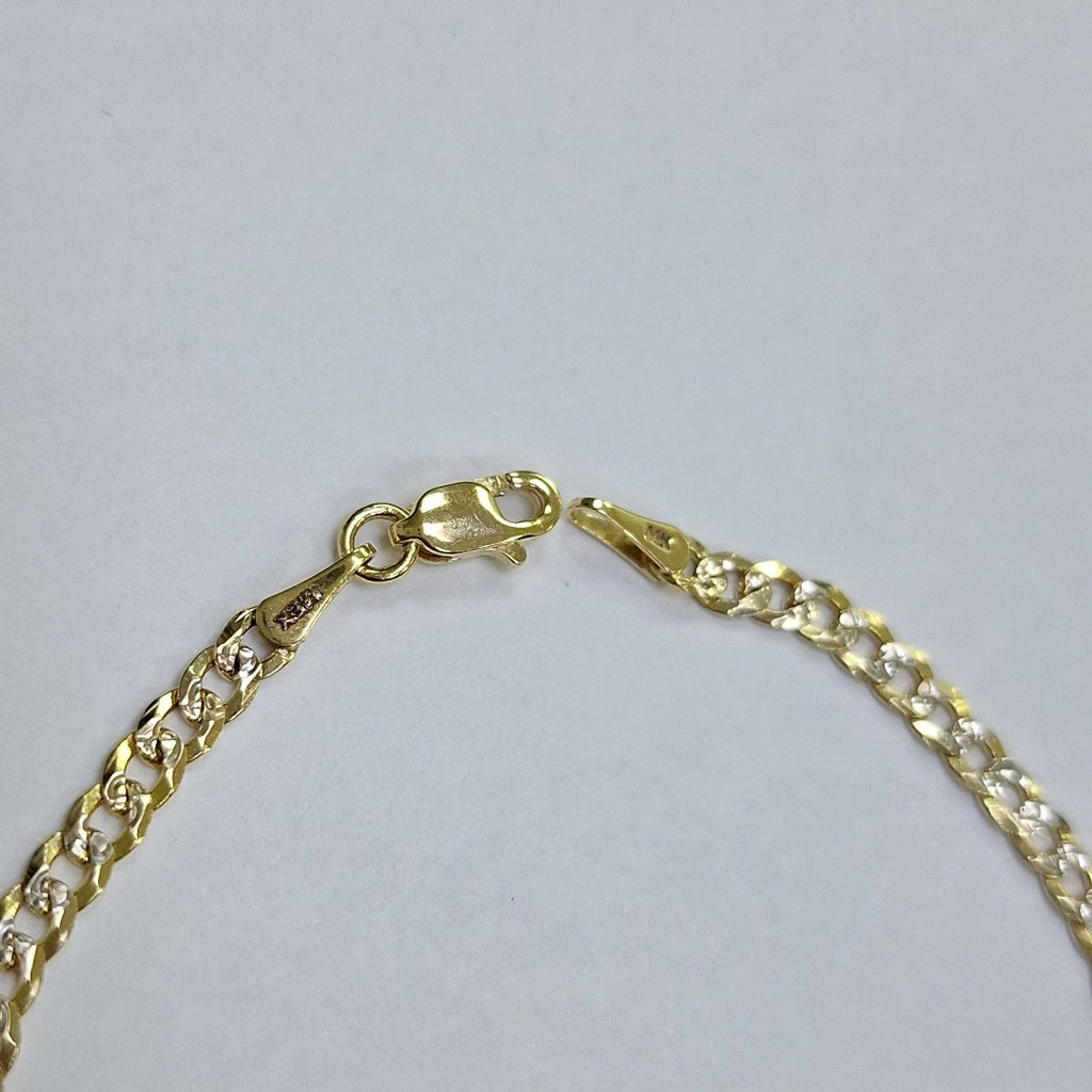 PULSERAS TEJIDO BARBADA DIAMANTADA ORO 14K 18 CM 3.2 GR (NUEVO)