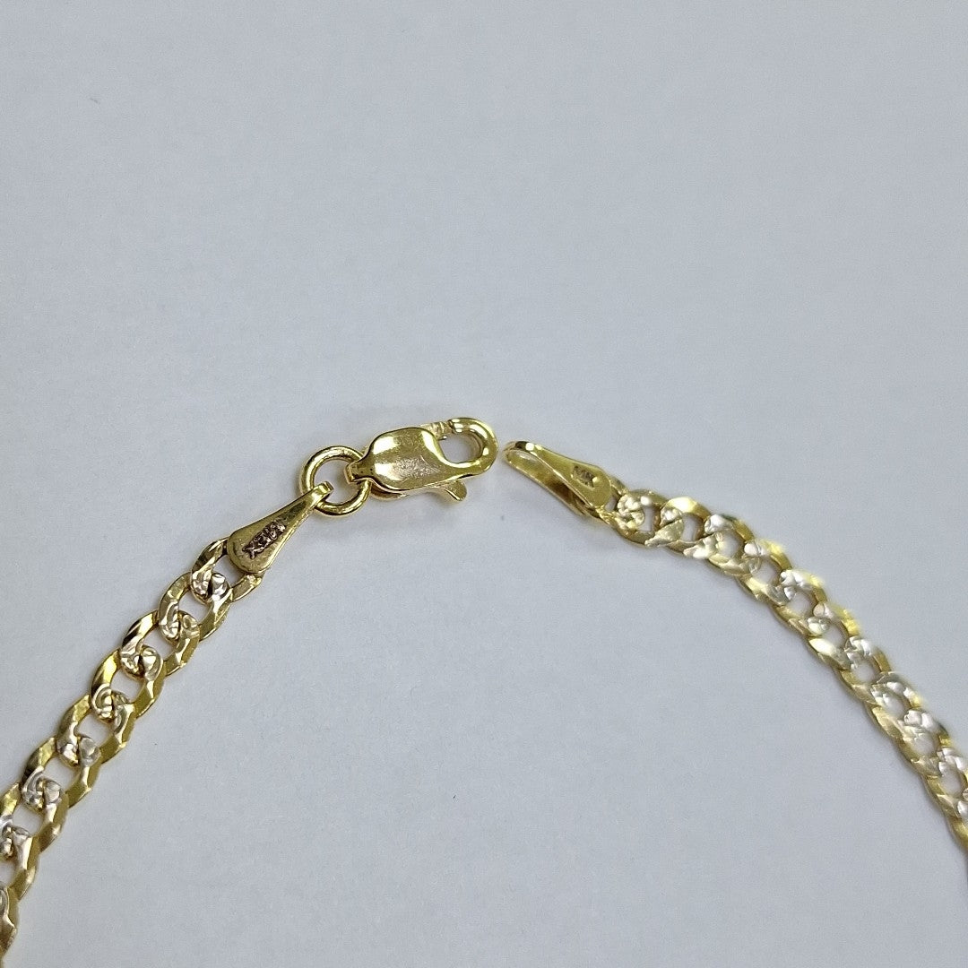 PULSERAS TEJIDO BARBADA DIAMANTADA ORO 14K 18 CM 3.2 GR (NUEVO)