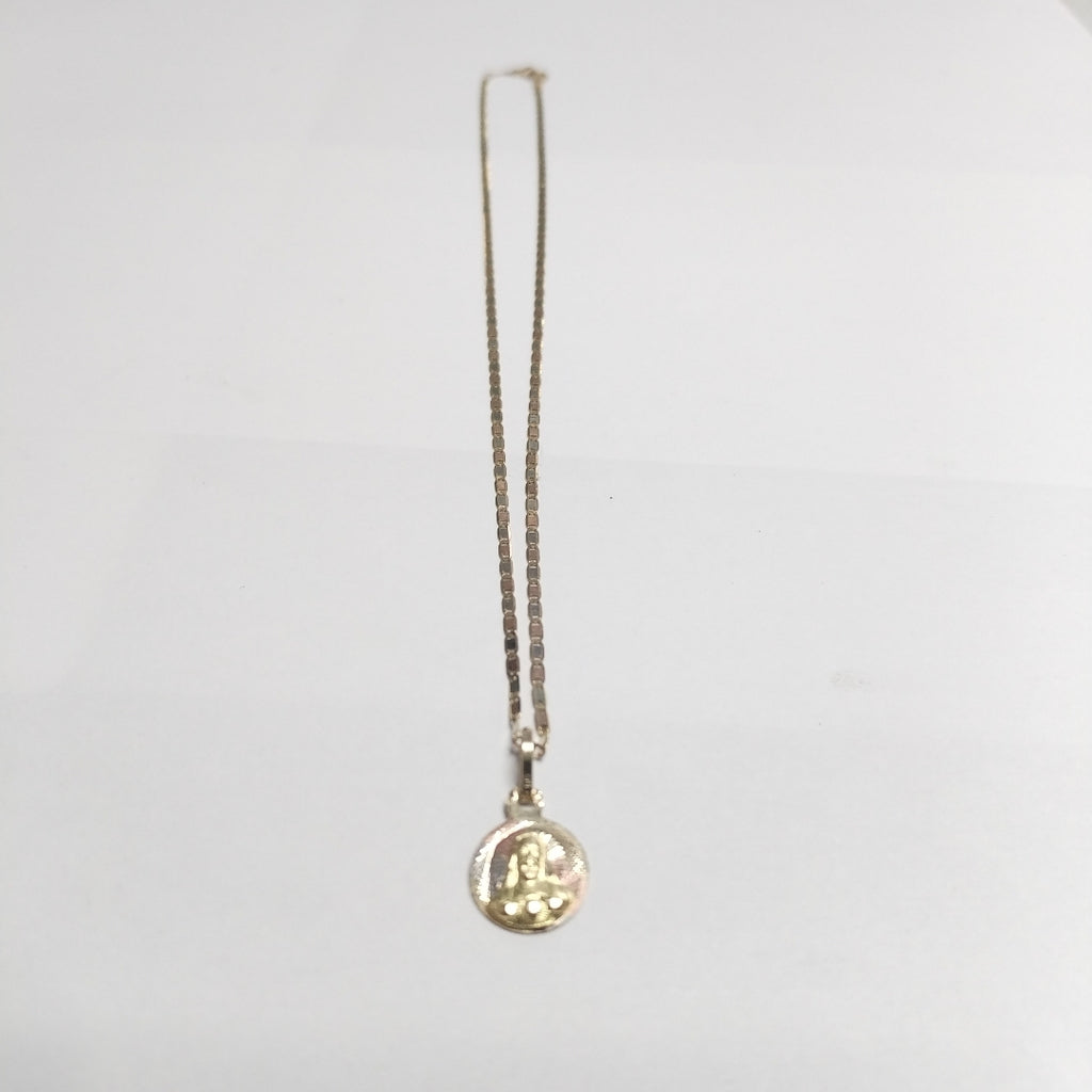 CADENA,MEDALLA RELIGIOSA ORO COMBINADO 14 K 2,10 GRMS (SEMINUEVO)