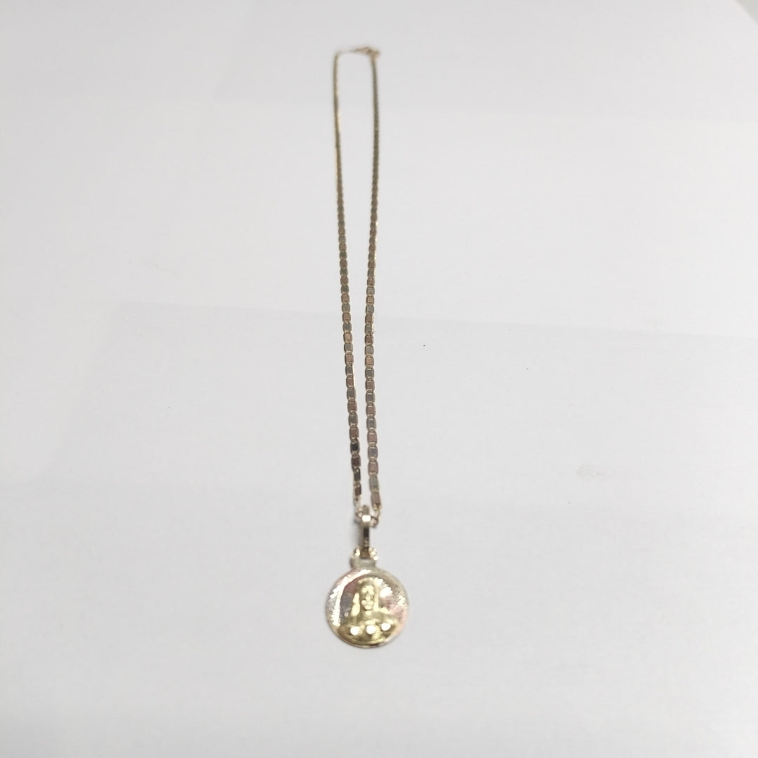 CADENA,MEDALLA RELIGIOSA ORO COMBINADO 14 K 2,10 GRMS (SEMINUEVO)