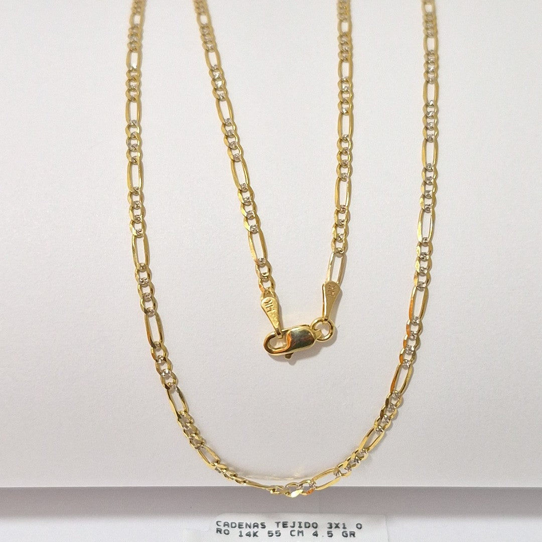 CADENAS TEJIDO 3X1 ORO 14K 55 CM 4.5 GR (NUEVO)