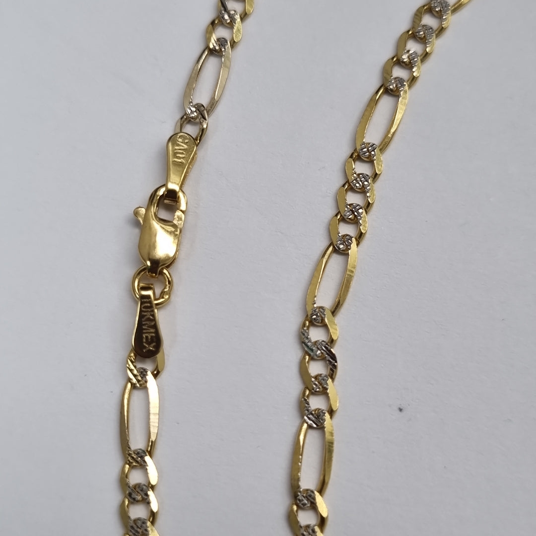 CADENAS TEJIDO 3X1 DIAMANTADO ORO 10K 55 CM 6.4 GR (NUEVO)
