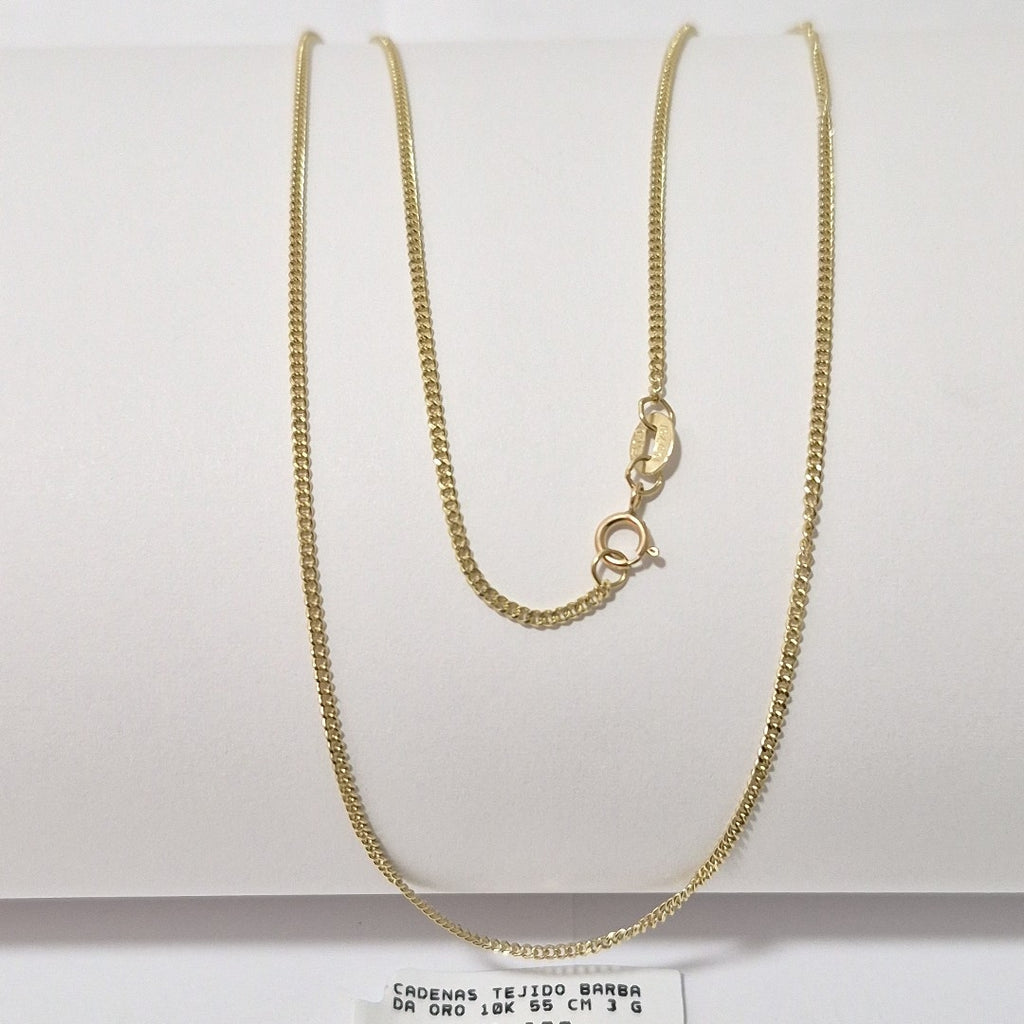 CADENAS TEJIDO BARBADA ORO 10K 55 CM 3 GR (NUEVO)