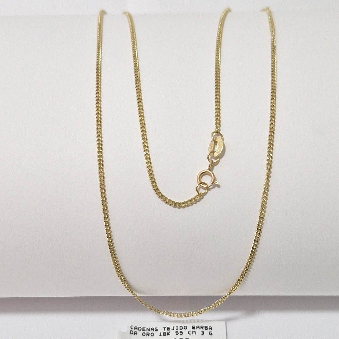 CADENAS TEJIDO BARBADA ORO 10K 55 CM 3 GR (NUEVO)