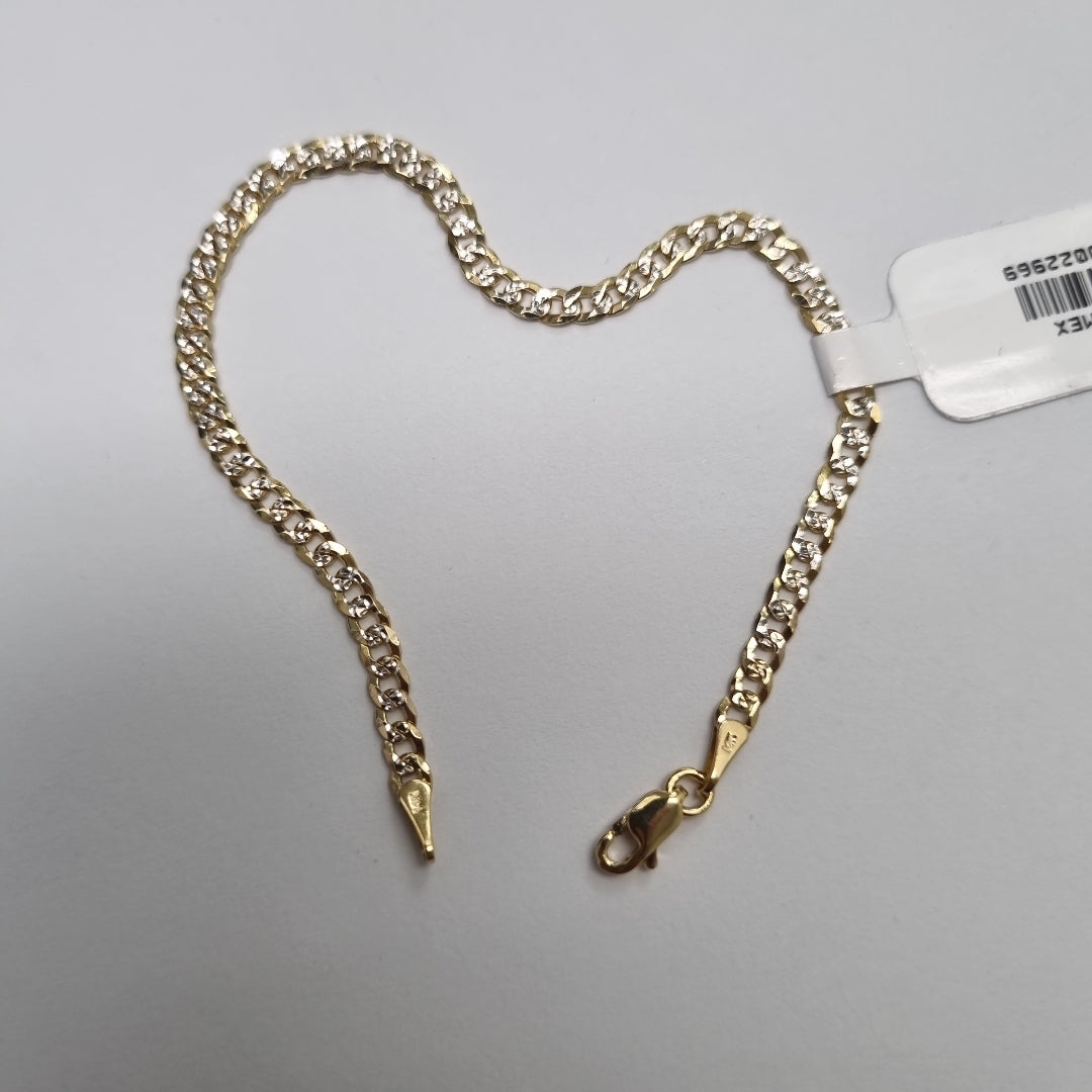 PULSERAS TEJIDO BARBADA DIAMANTADA ORO 14K 18 CM 3.1 GR (NUEVO)
