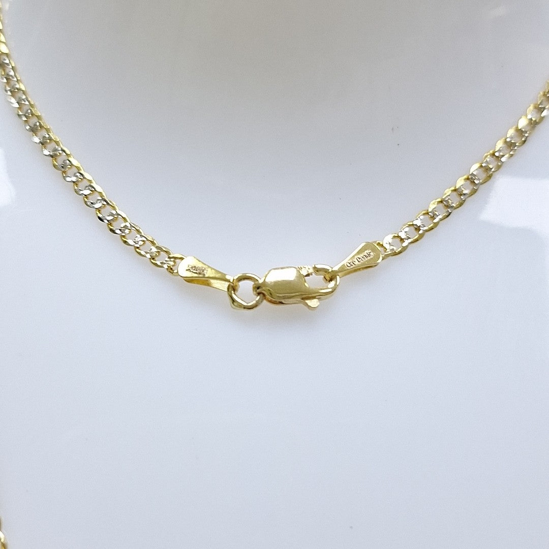 CADENAS BARBADA DIAMANTADA ORO 14K 55 CM 5.8 GR (NUEVO)