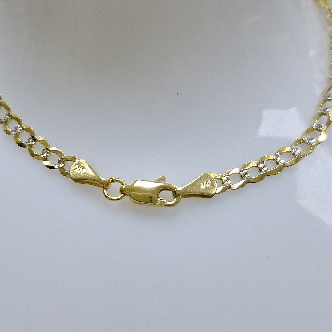 CADENAS BARBADA DIAMANTADA ORO 14K 60 CM 9.5 GR (NUEVO)