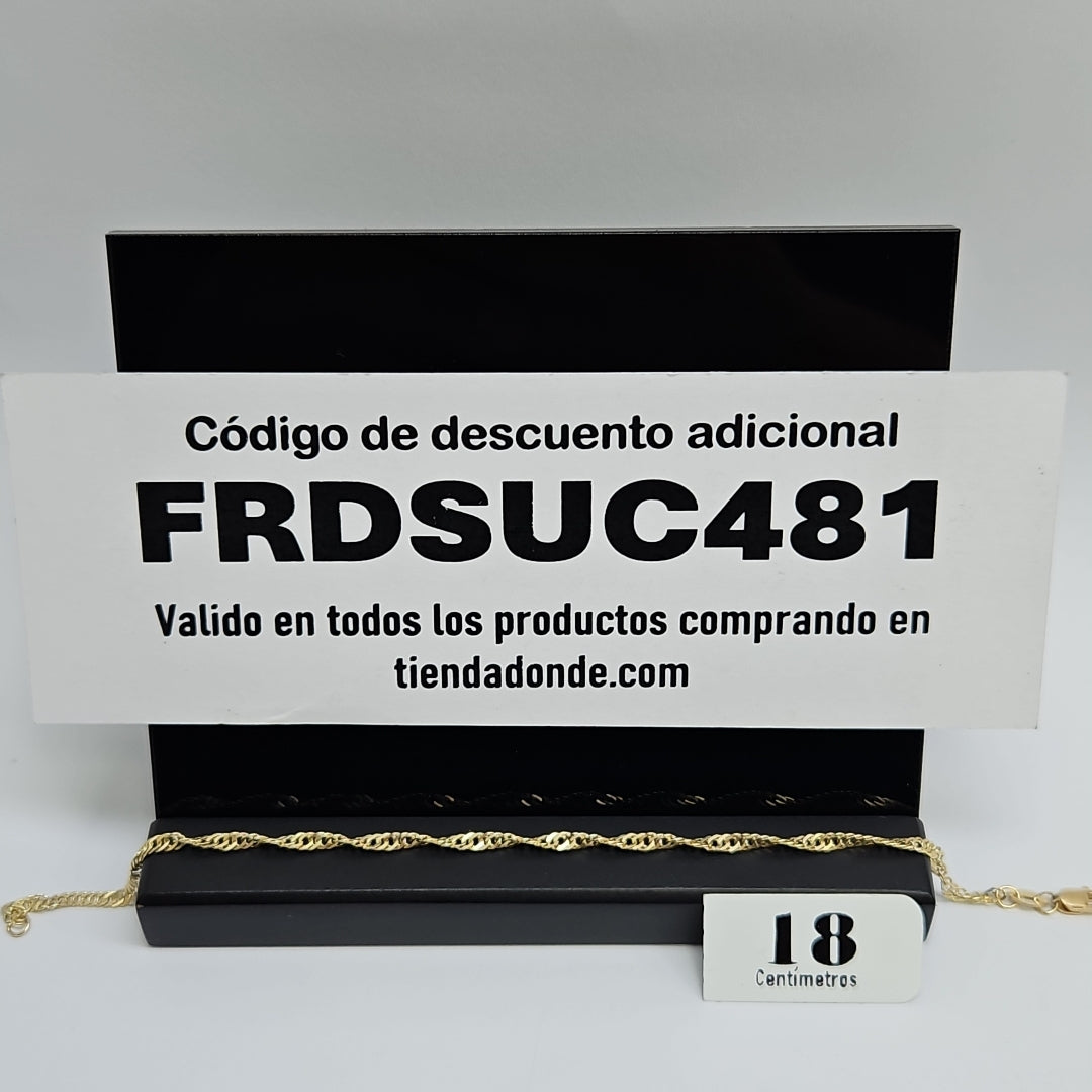 PULSERAS TEJIDO MEDIO TZL ORO 14K 18 CM 1.9 GR (NUEVO)