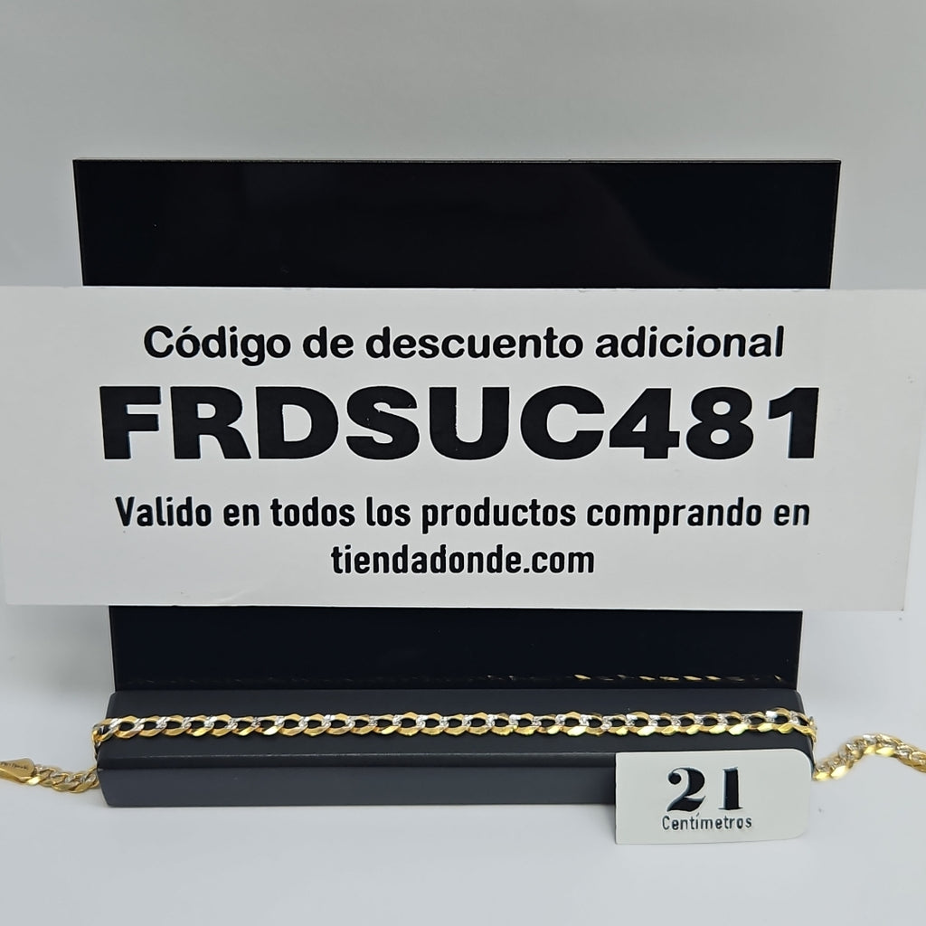 PULSERAS BARBADA DIAMANTADA ORO 14K 21 CM 3.6 GR (NUEVO)