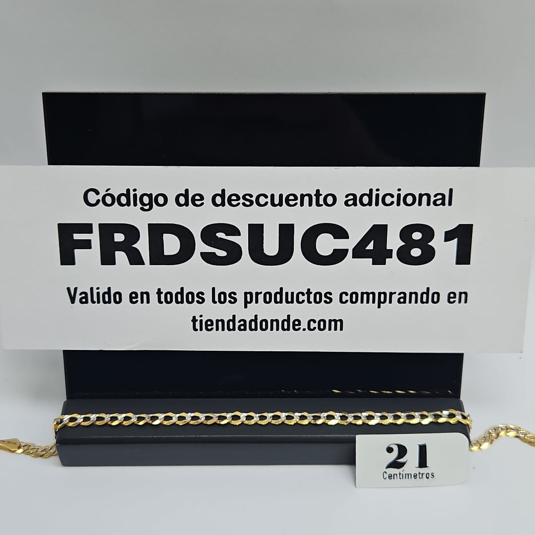 PULSERAS BARBADA DIAMANTADA ORO 14K 21 CM 3.6 GR (NUEVO)