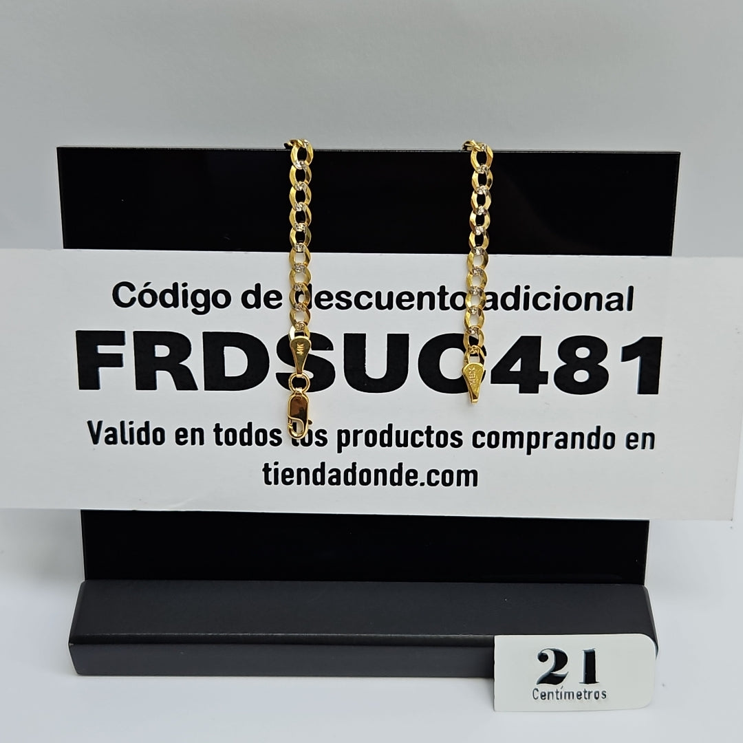 PULSERAS BARBADA DIAMANTADA ORO 14K 21 CM 3.5 GR (NUEVO)