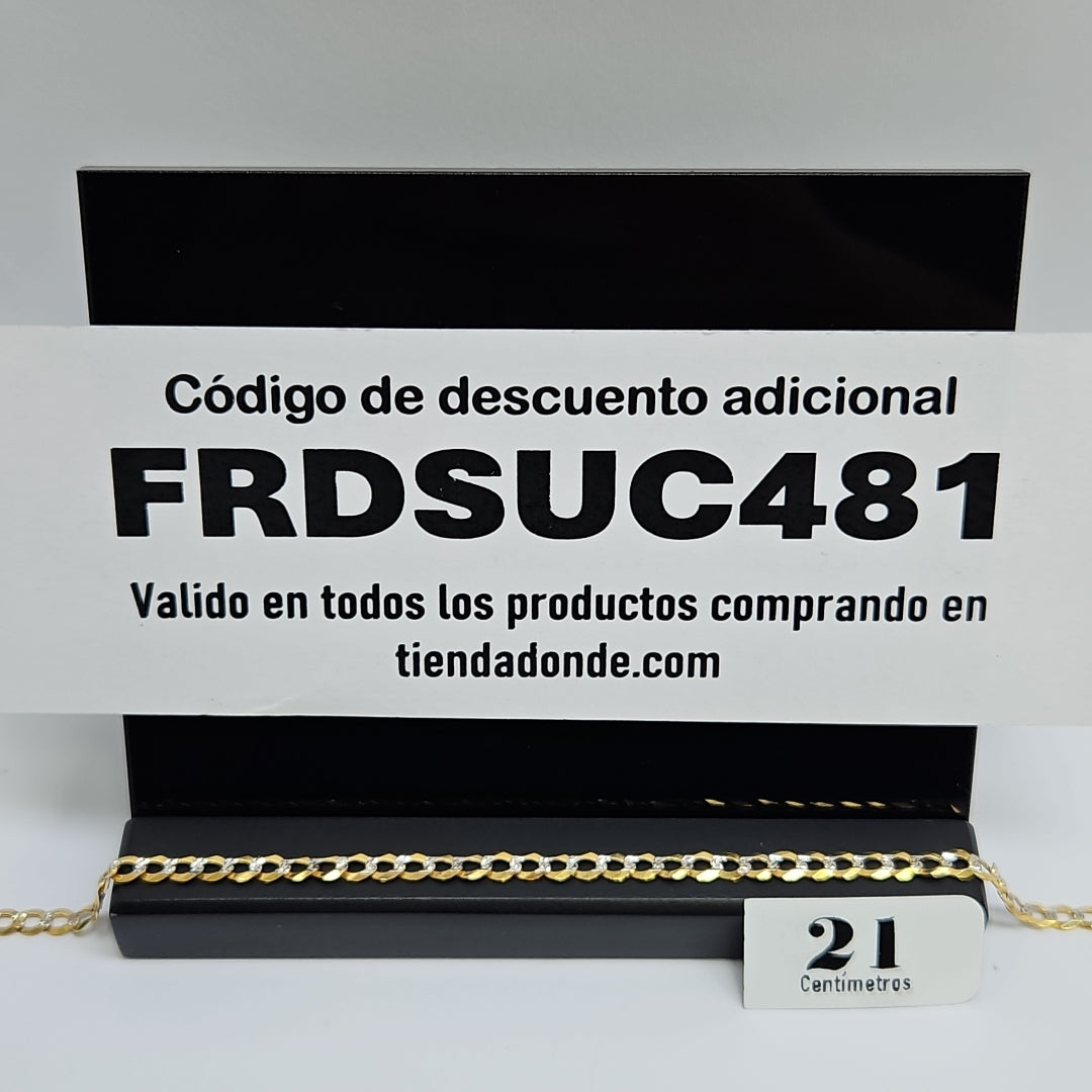 PULSERAS BARBADA DIAMANTADA ORO 14K 21 CM 3.6 GR (NUEVO)