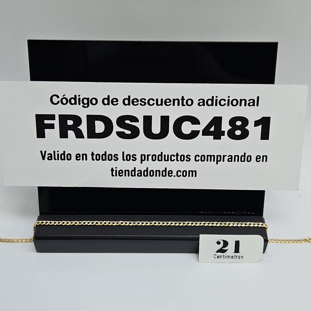 PULSERAS BARBADA DIAMANTADA ORO 14K 18 CM 2.5 GR (NUEVO)