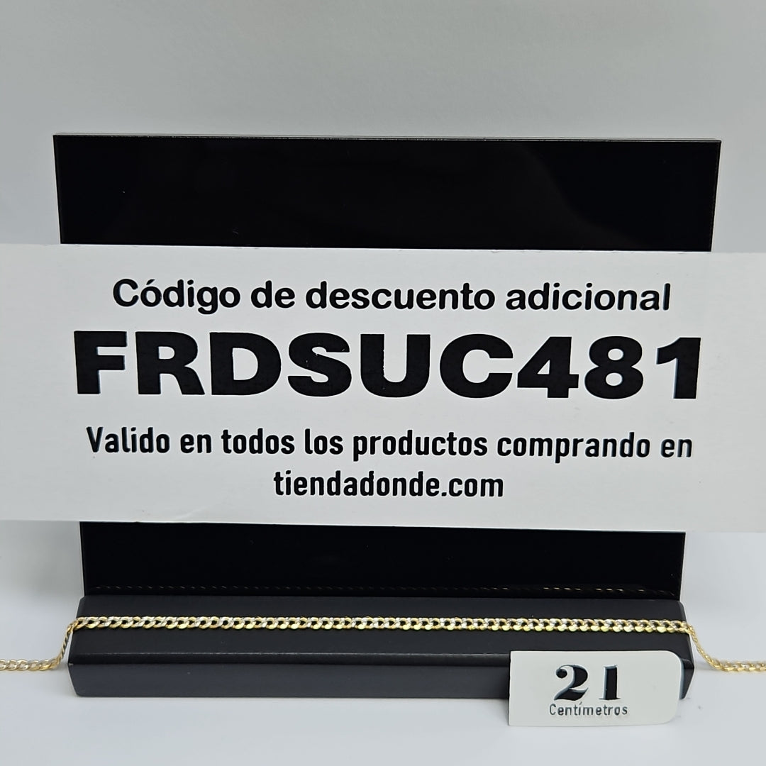 PULSERAS BARBADA DIAMANTADA ORO 14K 18 CM 2.4 GR (NUEVO)