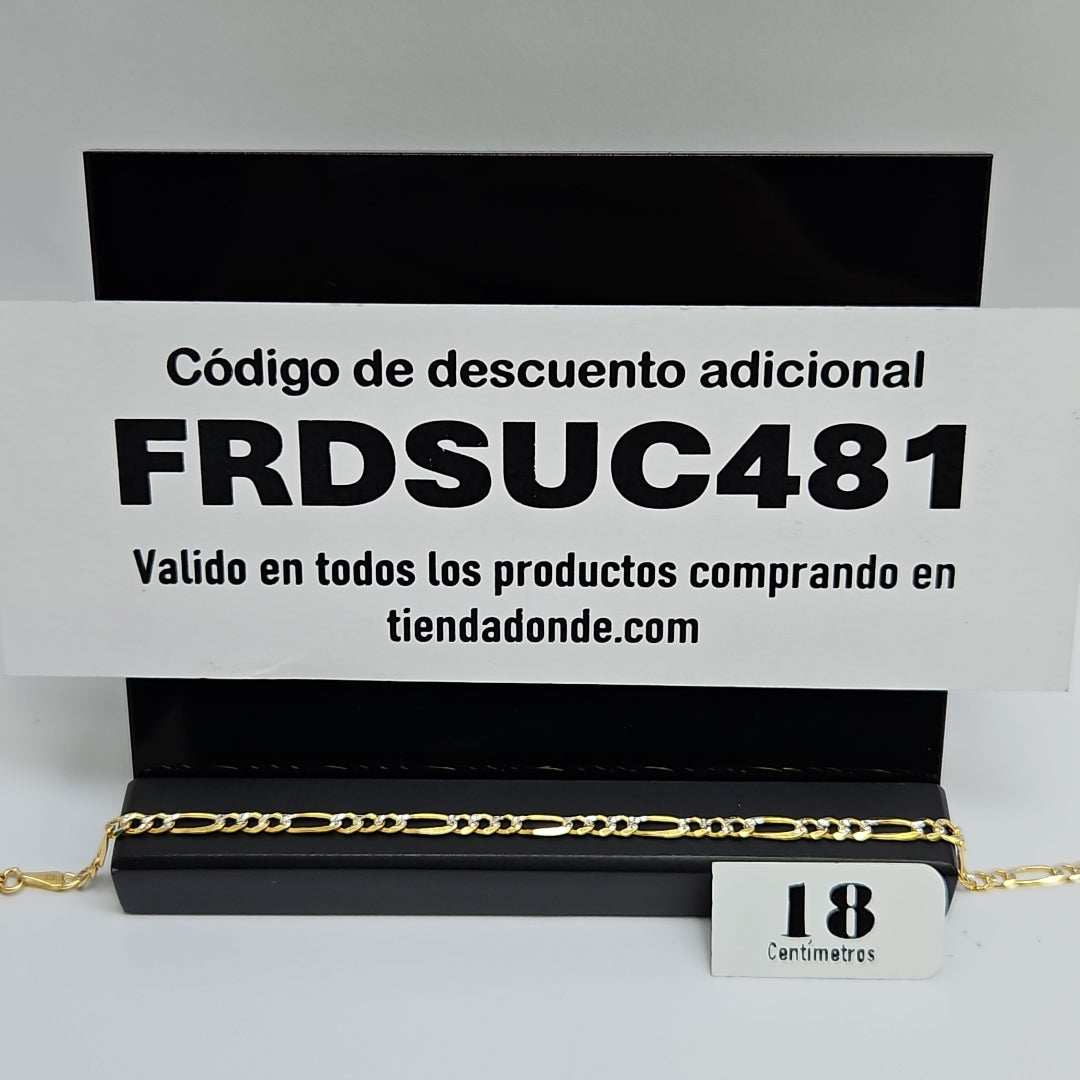 PULSERAS 3X1 DIAMANTADA ORO 14K 18 CM 2.9 GR (NUEVO)