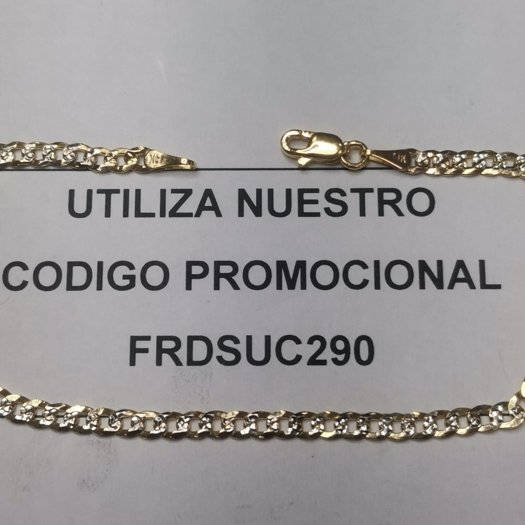 PULSERAS TEJIDO BARBADA DIAMANTADA ORO 14K 18 CM 3.2 GR (NUEVO)