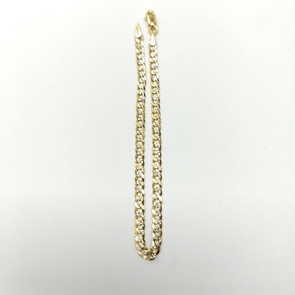 PULSERAS TEJIDO BARBADA DIAMANTADA ORO 14K 18 CM 3.2 GR (NUEVO)