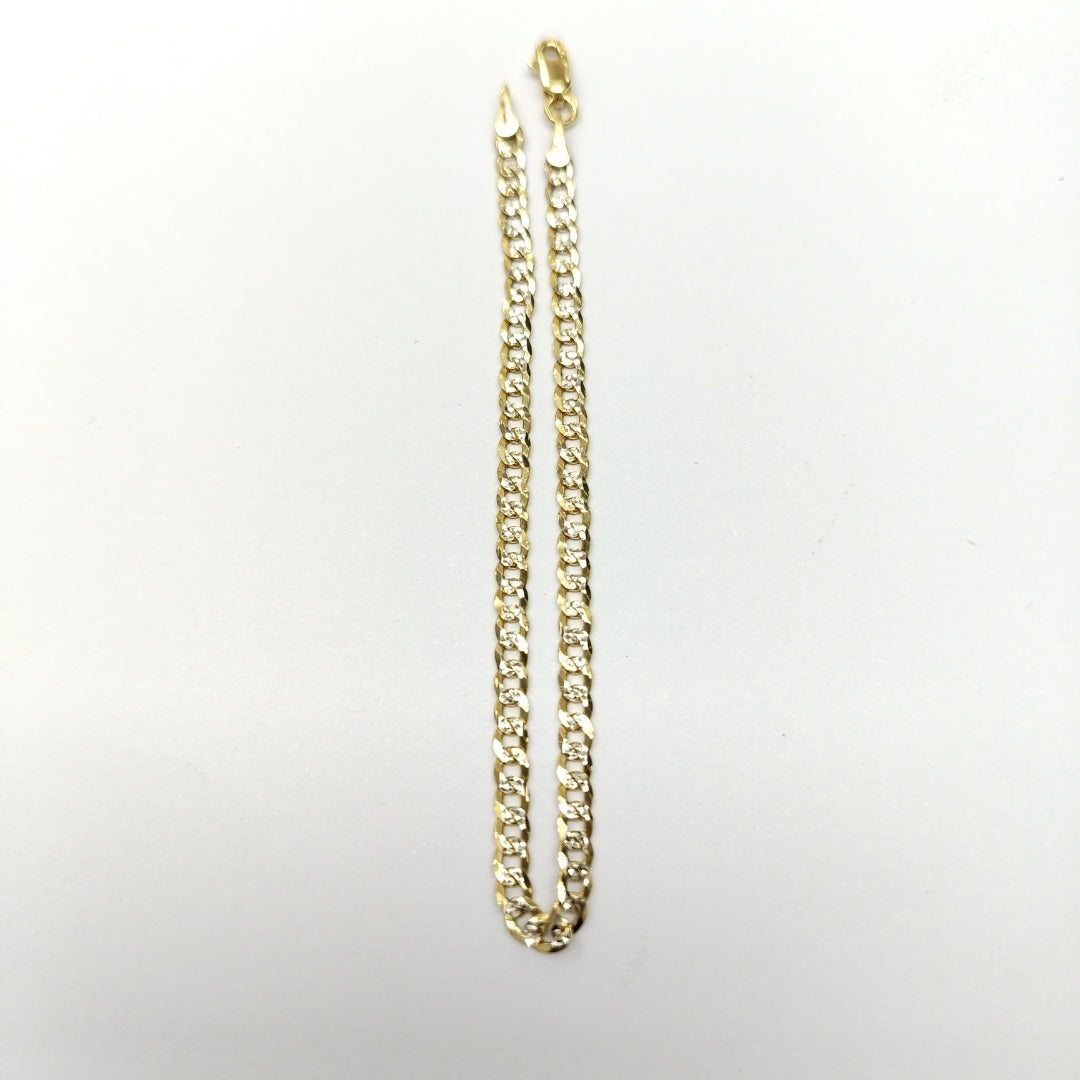 PULSERAS TEJIDO BARBADA DIAMANTADA ORO 14K 18 CM 3.2 GR (NUEVO)
