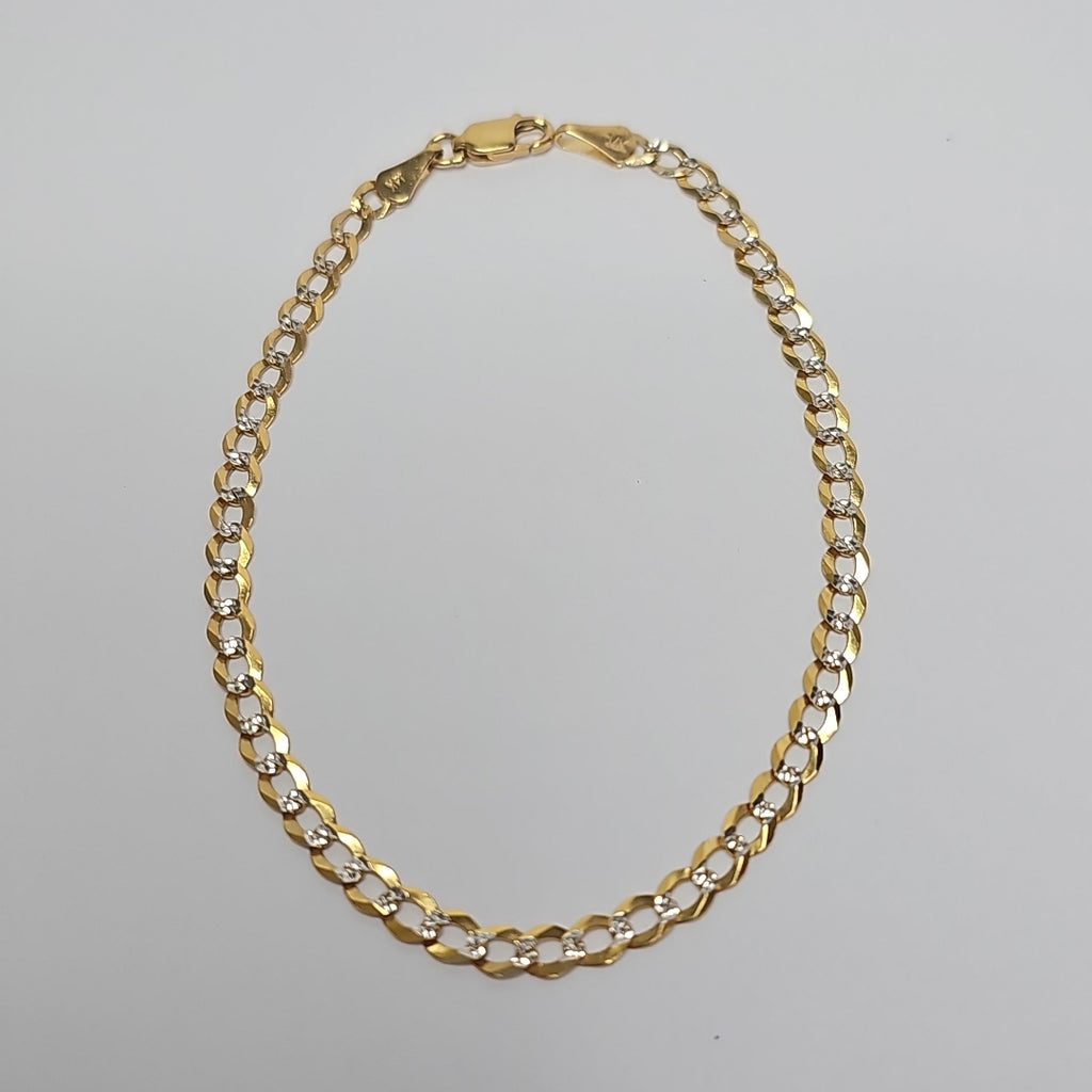 PULSERAS BARBADA DIAMANTADA ORO 14K 21 CM 3.6 GR (NUEVO)