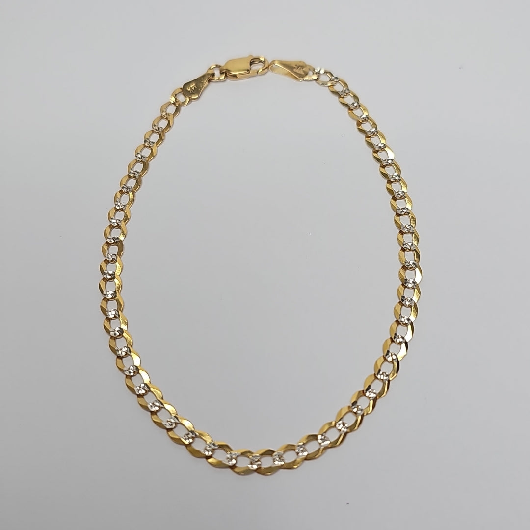PULSERAS BARBADA DIAMANTADA ORO 14K 21 CM 3.6 GR (NUEVO)