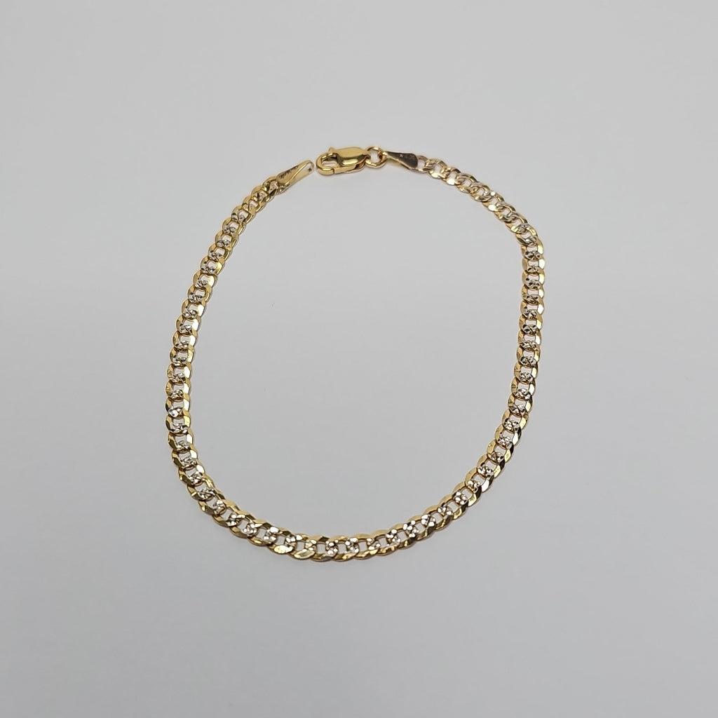 PULSERAS TEJIDO BARBADA DIAMANTADA ORO 14K 18 CM 3.1 GR (NUEVO)