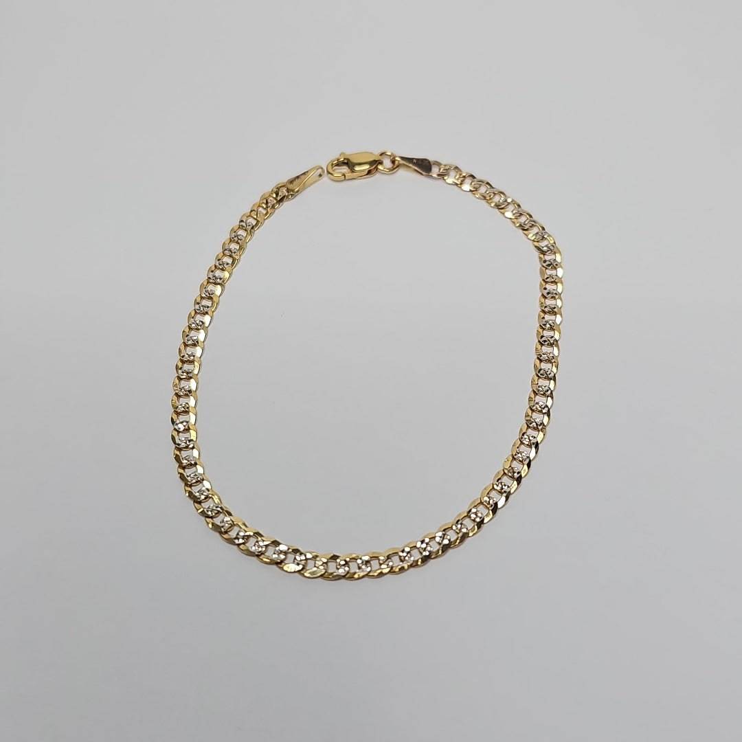PULSERAS TEJIDO BARBADA DIAMANTADA ORO 14K 18 CM 3.1 GR (NUEVO)