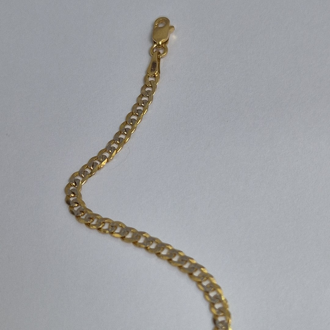 PULSERAS TEJIDO BARBADA DIAMANTADA ORO 14K 18 CM 3.1 GR (NUEVO)