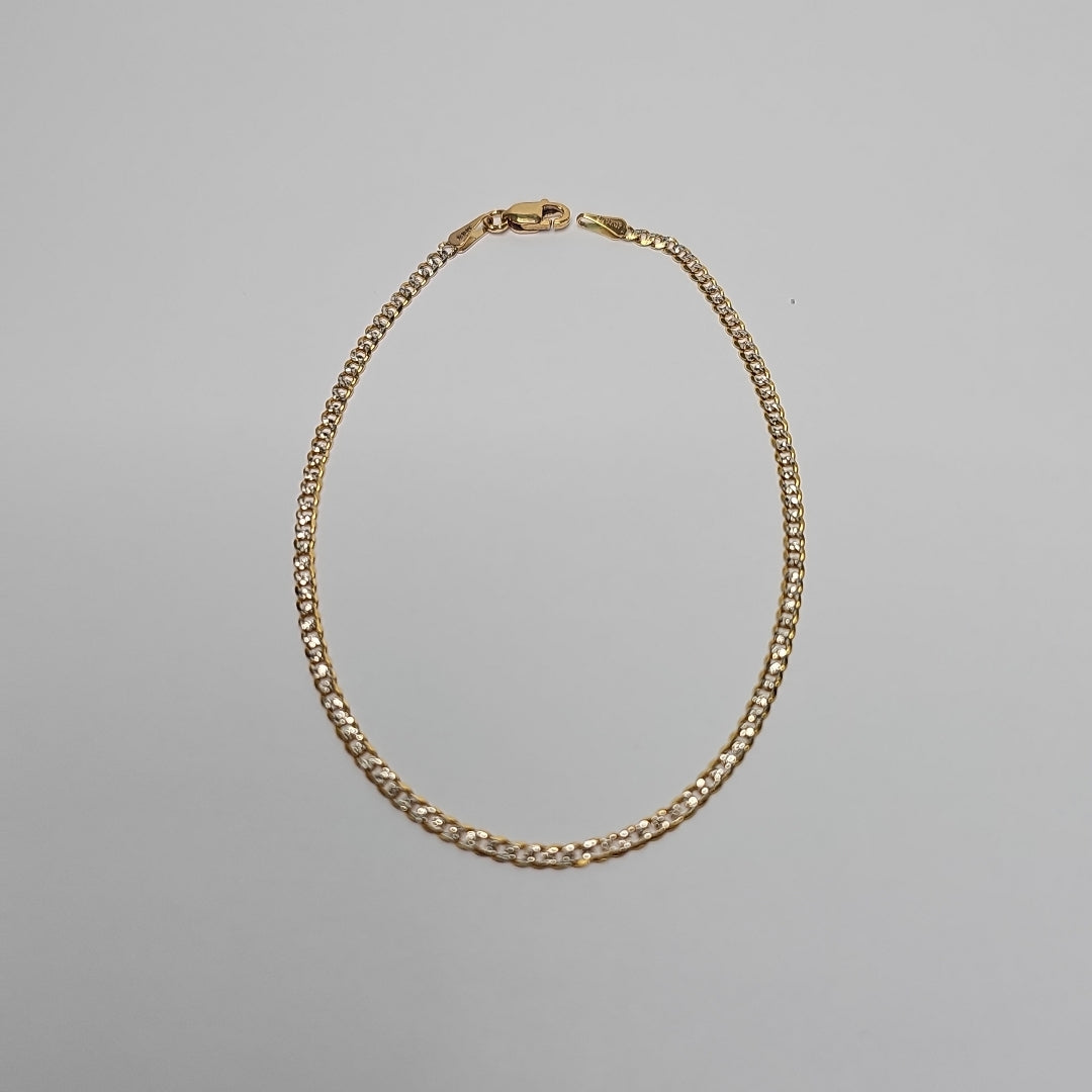 PULSERAS BARBADA DIAMANTADA ORO 14K 18 CM 2.4 GR (NUEVO)