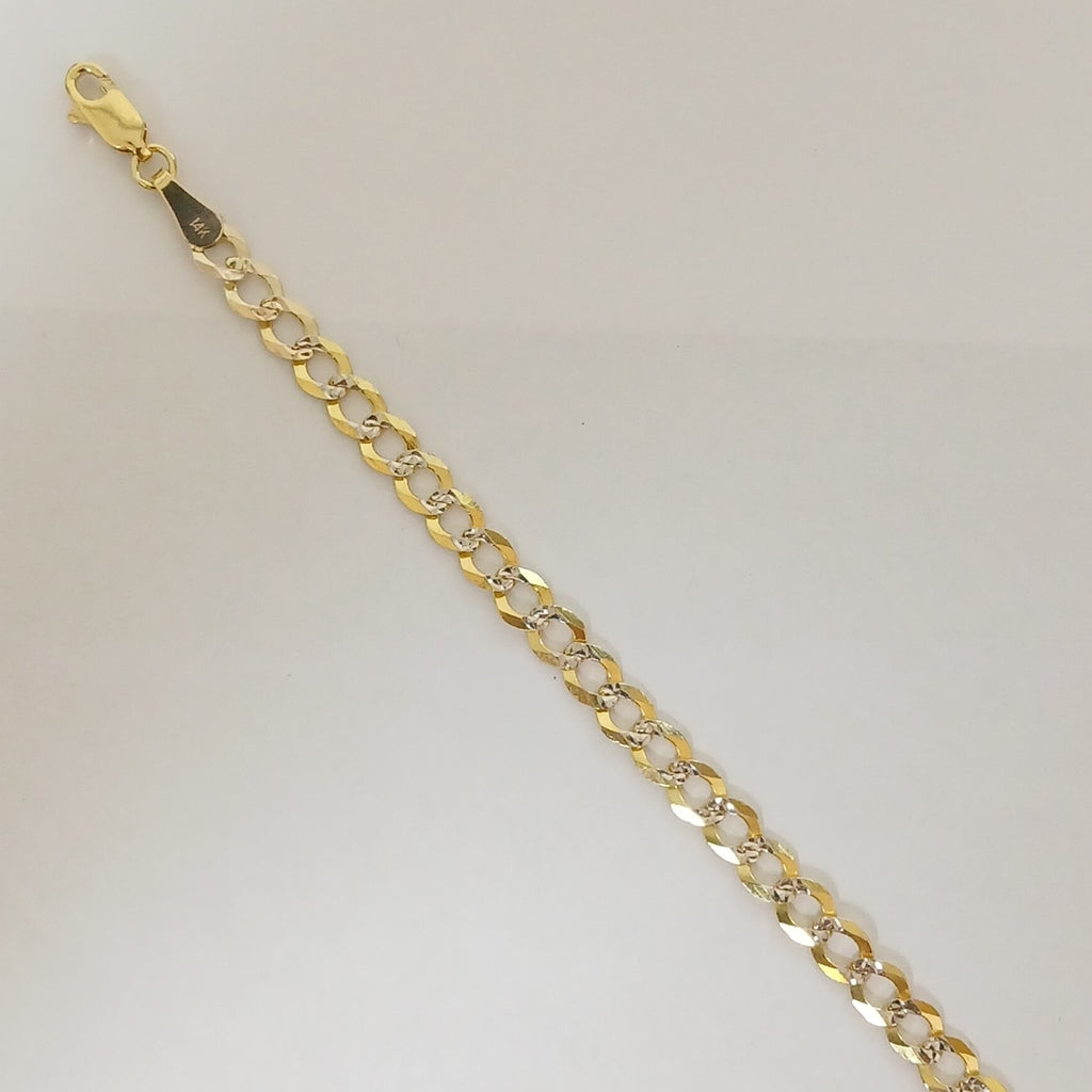 PULSERAS TEJIDO BARBADA DIAMANTADA ORO 14K 21 CM 4.9 GR (NUEVO)