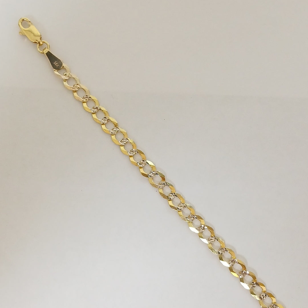PULSERAS TEJIDO BARBADA DIAMANTADA ORO 14K 21 CM 4.9 GR (NUEVO)