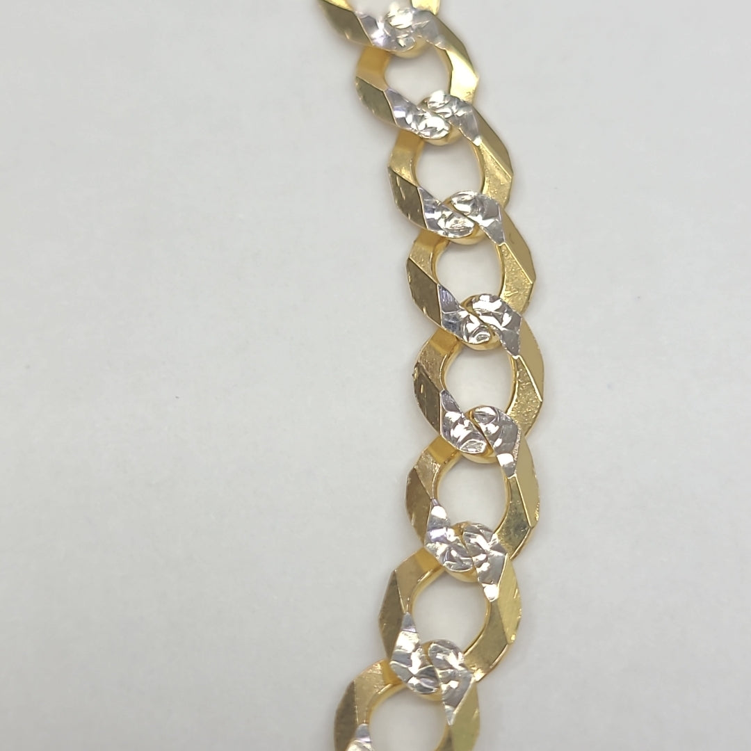 PULSERAS TEJIDO BARBADA DIAMANTADA ORO 14K 16 CM 5.5 GR (NUEVO)