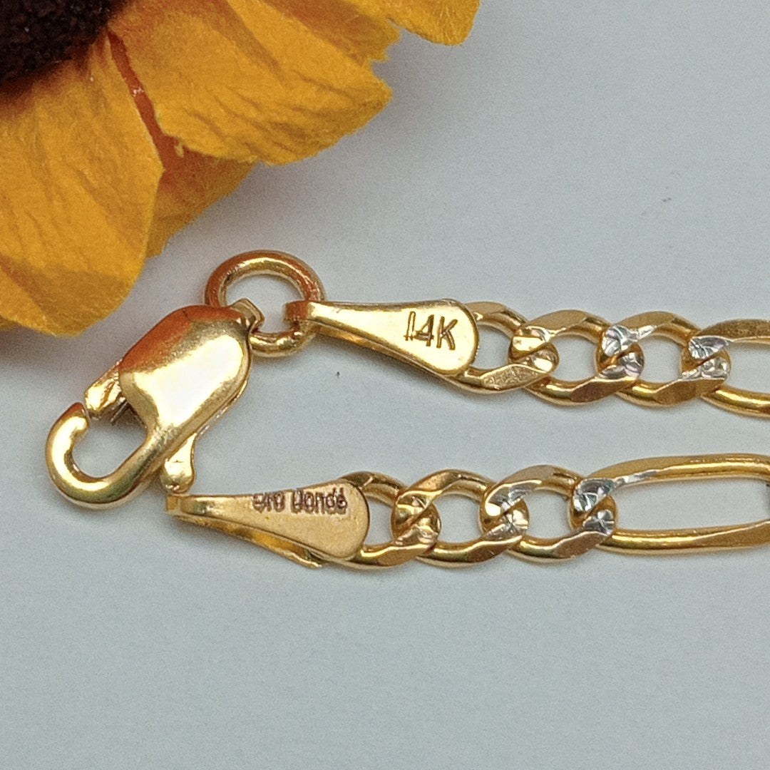 PULSERAS 3X1 DIAMANTADA ORO 14K 18 CM 3 GR (NUEVO)