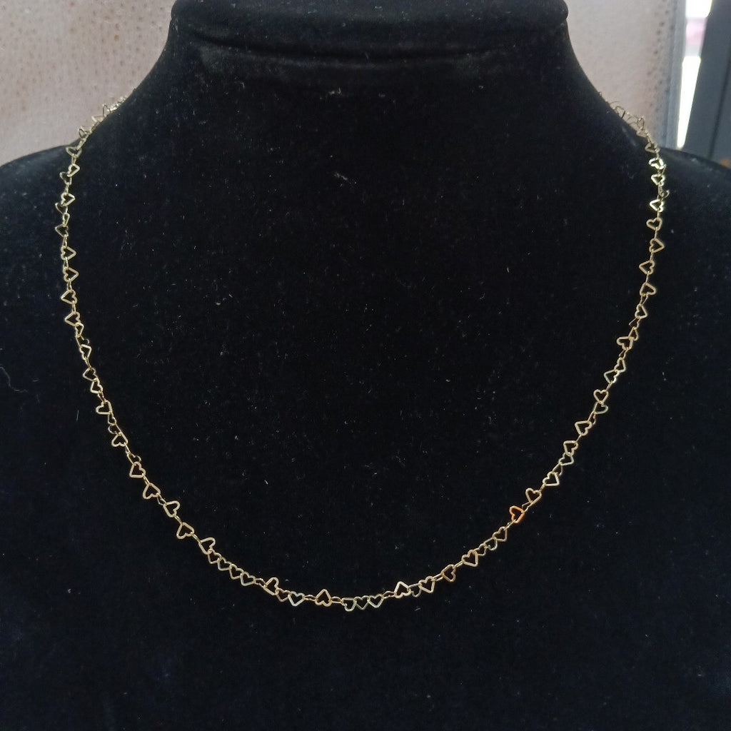 CADENAS TEJIDO CORAZONES ORO 10K 50 CM 2.5 GR (NUEVO)