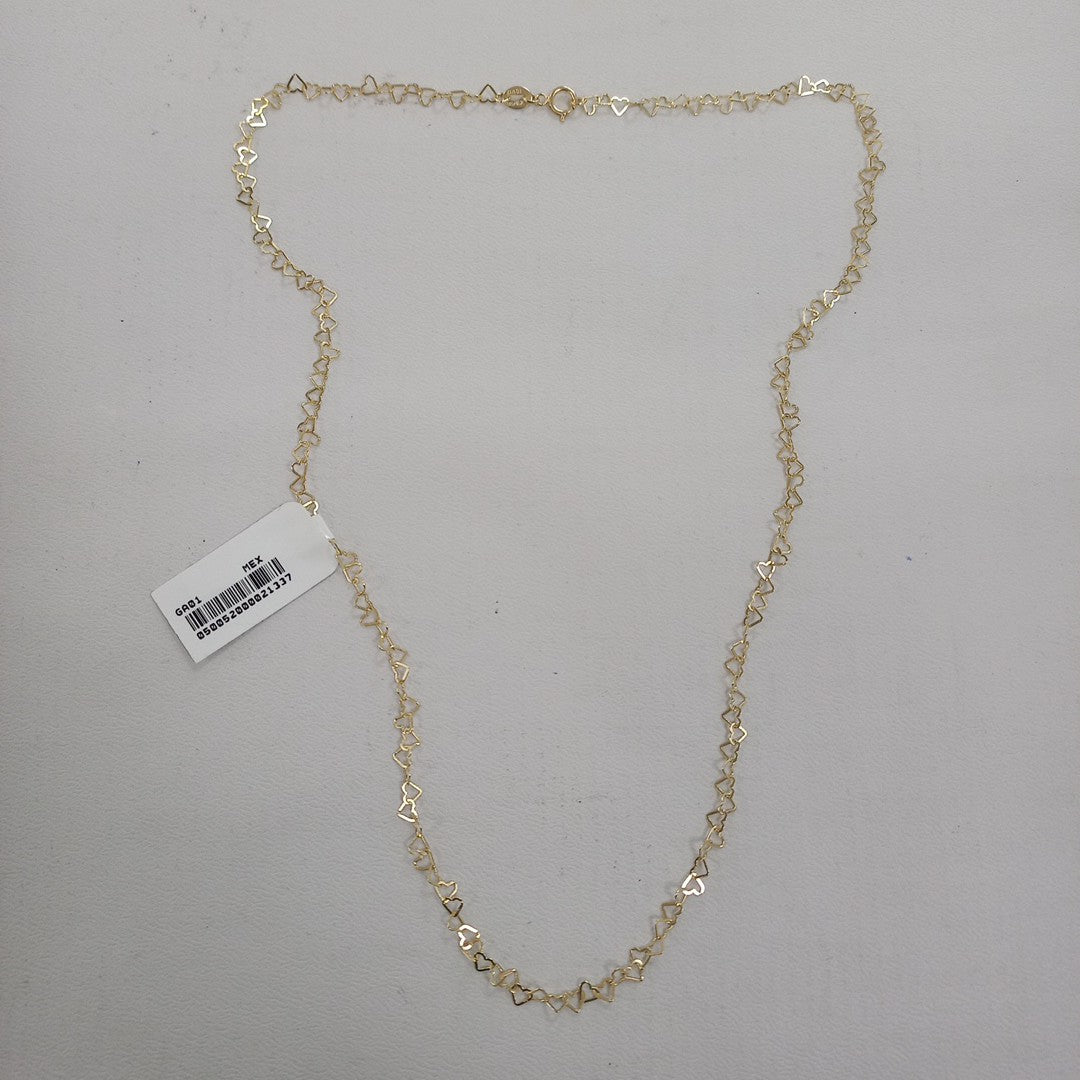 CADENAS TEJIDO CORAZONES ORO 10K 50 CM 2.4 GR (NUEVO)